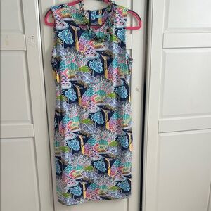 J McLaughlin Peacock Print Sleeveless Midi Dress